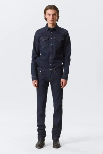 Camisas ajustadas de denim – Blue Rinse – Azul oscuro