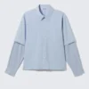 Camisas con mangas en contraste superpuestas – Cuadros azul claro y azul Camisas con mangas en contraste superpuestas – Cuadros azul claro y azul