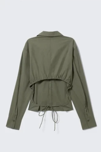 Camisas cortas con espalda abierta – Verde caqui oscuro