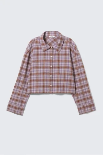 Camisas cortas de franela a cuadros – Cuadros morados