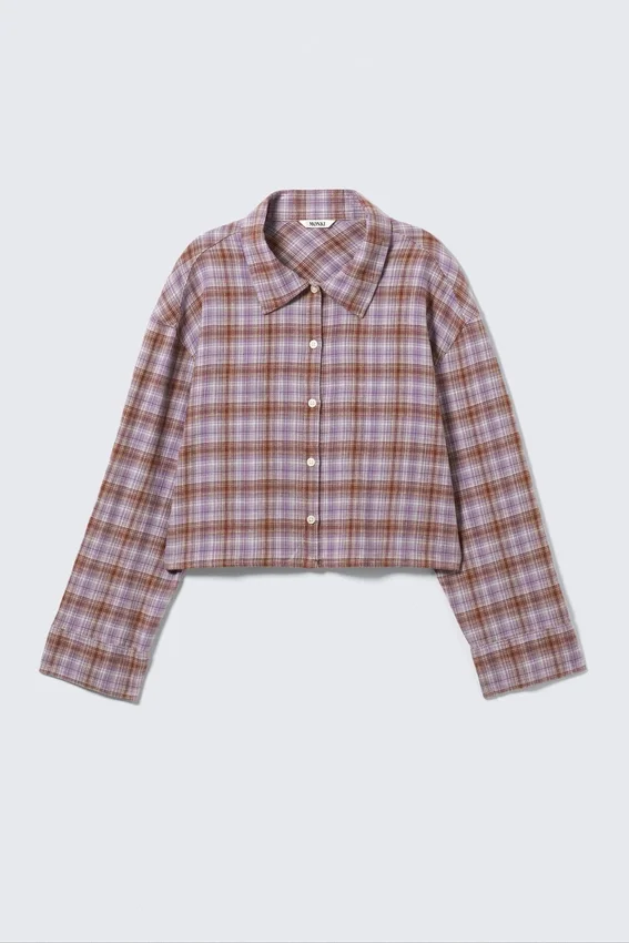 Camisas cortas de franela a cuadros – Cuadros morados Camisas cortas de franela a cuadros – Cuadros morados
