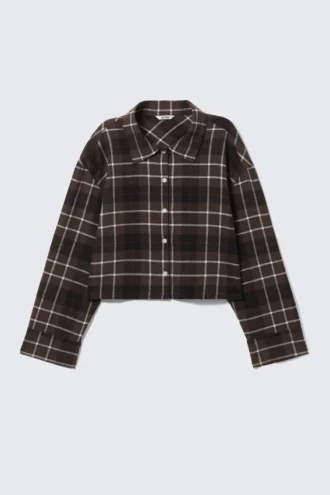 Camisas cortas de franela a cuadros – Marrón a cuadros