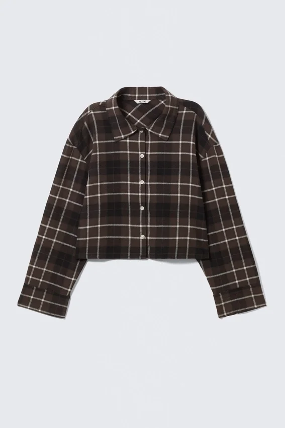 Camisas cortas de franela a cuadros – Marrón a cuadros Camisas cortas de franela a cuadros – Marrón a cuadros