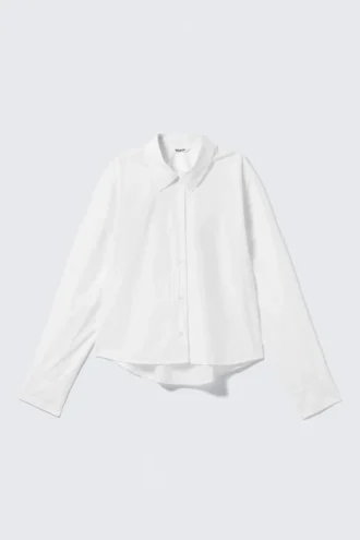 Camisas cortas de popelín de algodón – Blanco