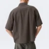 Camisas de algodón de corte recto y manga corta – A cuadros marrón