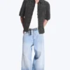 Camisas de algodón de corte recto y manga corta – A cuadros negros