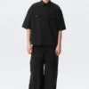Camisas de algodón de corte recto y manga corta – Negro