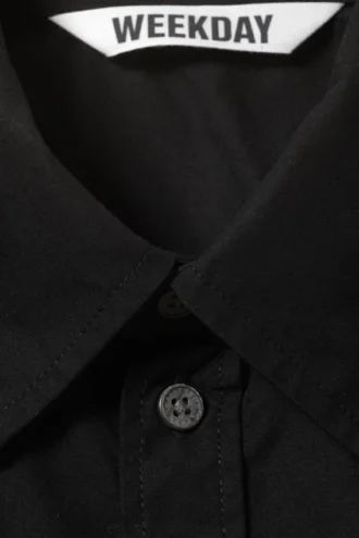 Camisas de algodón de corte recto y manga corta – Negro