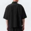 Camisas de algodón de corte recto y manga corta – Negro
