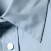 Camisas de algodón de manga larga con botones cruzados – Azul claro