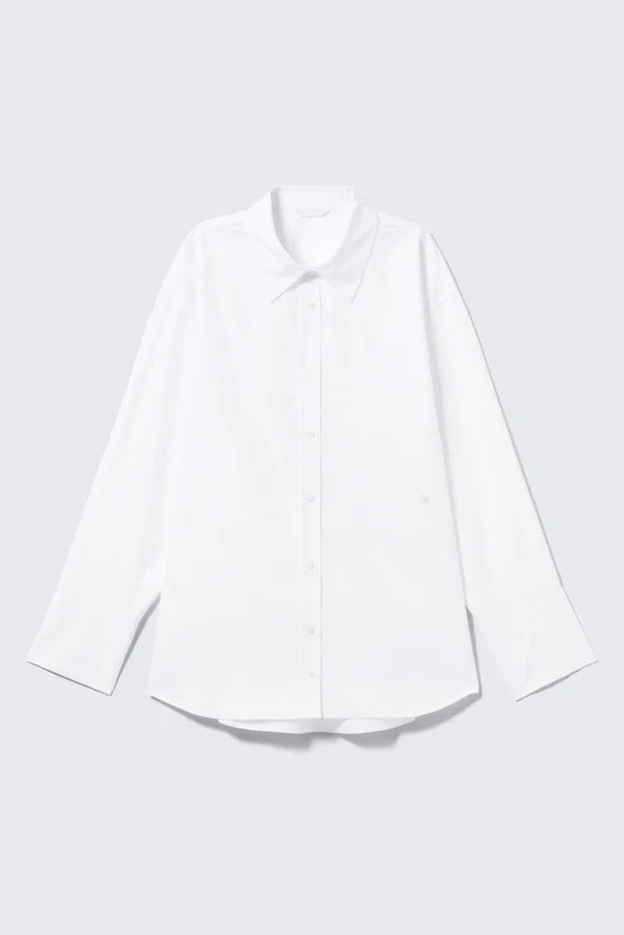 Camisas de algodón de manga larga con botones cruzados – Blanca Camisas de algodón de manga larga con botones cruzados – Blanca