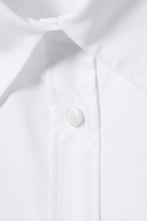 Camisas de algodón de manga larga con botones cruzados – Blanca Camisas de algodón de manga larga con botones cruzados – Blanca