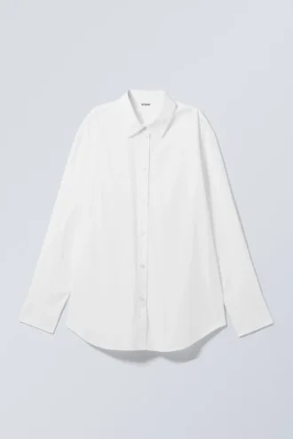 Camisas de algodón popelín de manga larga – Blanca