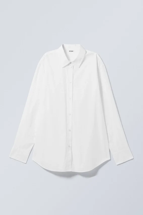 Camisas de algodón popelín de manga larga – Blanca Camisas de algodón popelín de manga larga – Blanca