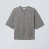 Camisas de béisbol oversize de mezcla de lino – Gris oscuro