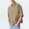 Camisas de corte recto y manga corta – Beige a cuadros Camisas de corte recto y manga corta – Beige a cuadros