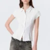 Camisas de crepé de pantalones cortos y corte entallado – Blanca Camisas de crepé de pantalones cortos y corte entallado – Blanca