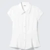 Camisas de crepé de pantalones cortos y corte entallado – Blanca Camisas de crepé de pantalones cortos y corte entallado – Blanca