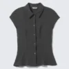 Camisas de crepé de pantalones cortos y corte entallado – Gris oscuro