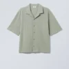 Camisas de estilo resort holgadas de punto elástico – Salvia Camisas de estilo resort holgadas de punto elástico – Salvia