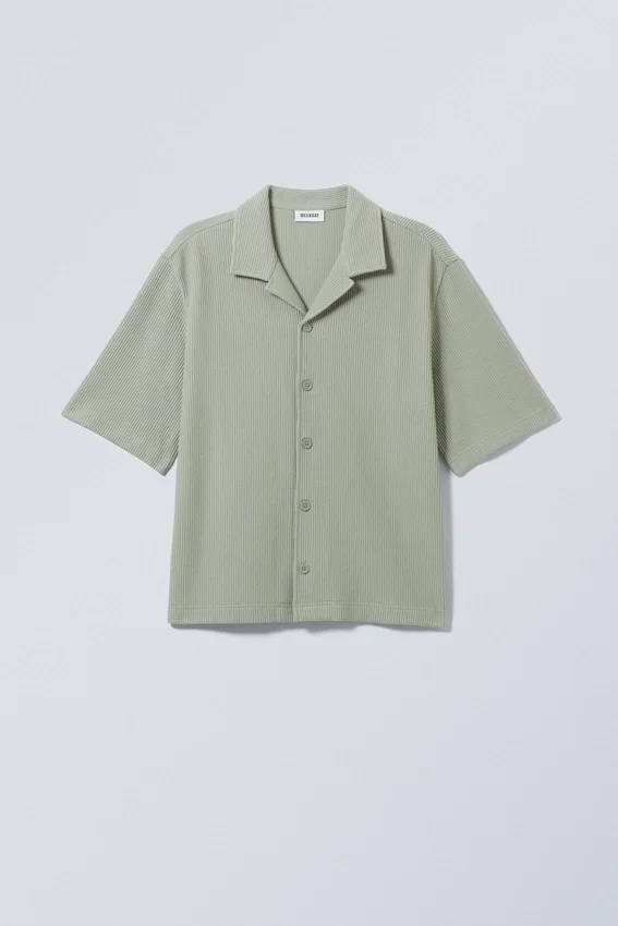 Camisas de estilo resort holgadas de punto elástico – Salvia Camisas de estilo resort holgadas de punto elástico – Salvia