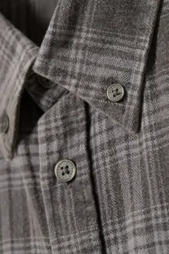 Camisas de franela a cuadros lavadas con botones – Gris lavado a cuadros