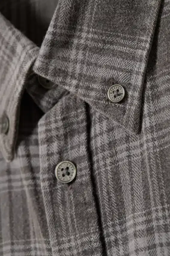 Camisas de franela a cuadros lavadas con botones – Gris lavado a cuadros Camisas de franela a cuadros lavadas con botones – Gris lavado a cuadros