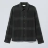 Camisas de franela a cuadros oversize de corte recto – Negro