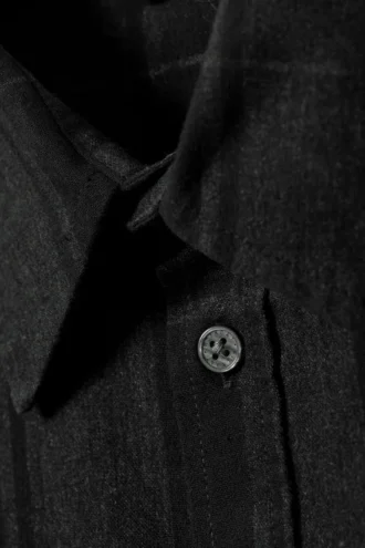 Camisas de franela a cuadros oversize de corte recto – Negro