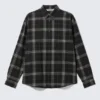 Camisas de franela de corte holgado con botones – Cuadros negros Camisas de franela de corte holgado con botones – Cuadros negros