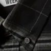 Camisas de franela de corte holgado con botones – Cuadros negros Camisas de franela de corte holgado con botones – Cuadros negros