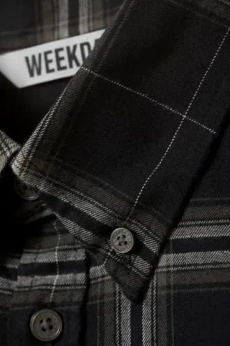 Camisas de franela de corte holgado con botones – Cuadros negros