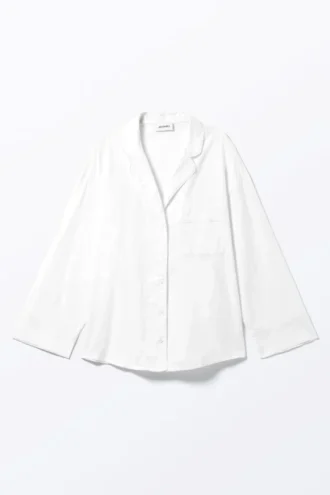 Camisas de franela suaves de manga larga – Blanca