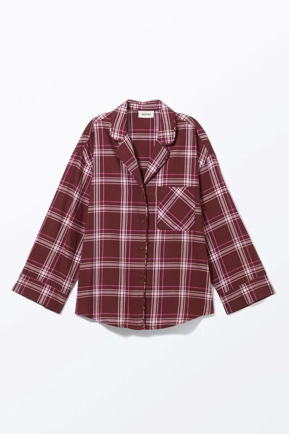 Camisas de franela suaves de manga larga – Cuadros rojo oscuro Camisas de franela suaves de manga larga – Cuadros rojo oscuro