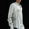 Camisas de lyocell con detalle de lazo fino – Gris claro Camisas de lyocell con detalle de lazo fino – Gris claro