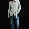 Camisas de lyocell con detalle de lazo fino – Gris claro Camisas de lyocell con detalle de lazo fino – Gris claro