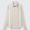 Camisas de lyocell con detalle de lazo fino – Gris claro Camisas de lyocell con detalle de lazo fino – Gris claro