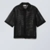 Camisas de malla de corte recto y manga corta – Negro Camisas de malla de corte recto y manga corta – Negro