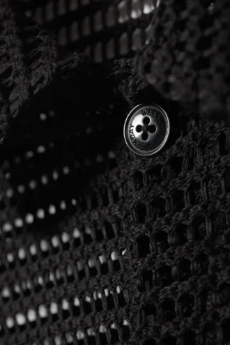 Camisas de malla de corte recto y manga corta – Negro