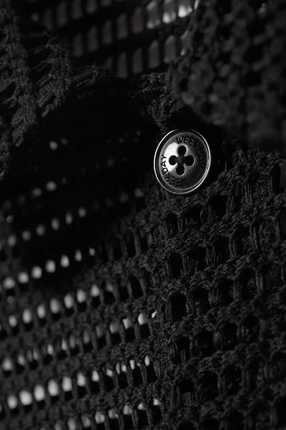 Camisas de malla de corte recto y manga corta – Negro Camisas de malla de corte recto y manga corta – Negro