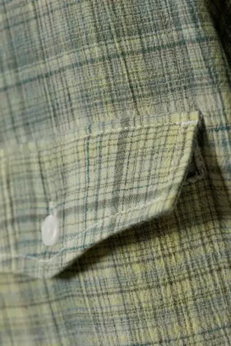 Camisas de manga corta a cuadros oversize – Cuadros verde apagado