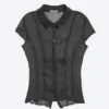 Camisas de manga corta con efecto arrugado – Gris oscuro Camisas de manga corta con efecto arrugado – Gris oscuro
