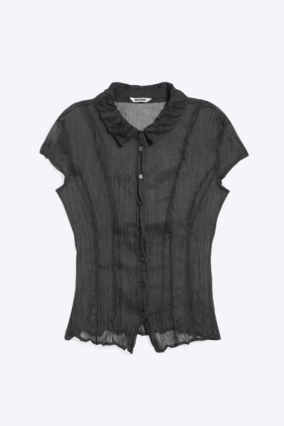 Camisas de manga corta con efecto arrugado – Gris oscuro Camisas de manga corta con efecto arrugado – Gris oscuro