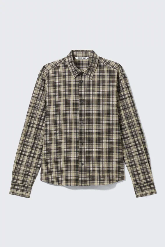 Camisas de manga larga a cuadros de corte holgado – Beige a cuadros Camisas de manga larga a cuadros de corte holgado – Beige a cuadros