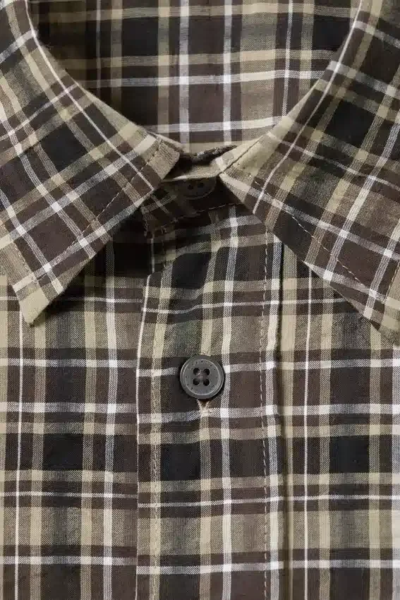 Camisas de manga larga a cuadros de corte holgado – Beige a cuadros Camisas de manga larga a cuadros de corte holgado – Beige a cuadros