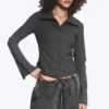 Camisas de manga larga con botones – Gris oscuro jaspeado Camisas de manga larga con botones – Gris oscuro jaspeado
