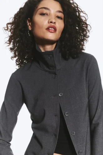Camisas de manga larga con botones – Gris oscuro jaspeado