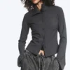 Camisas de manga larga con botones – Gris oscuro jaspeado Camisas de manga larga con botones – Gris oscuro jaspeado