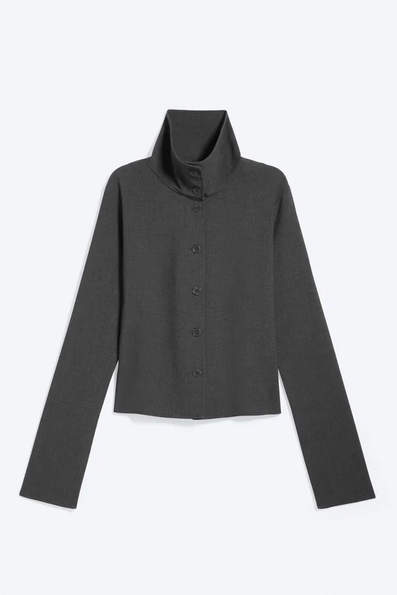 Camisas de manga larga con botones – Gris oscuro jaspeado Camisas de manga larga con botones – Gris oscuro jaspeado