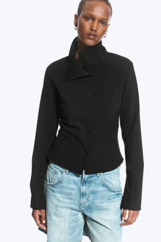 Camisas de manga larga con botones – Negro